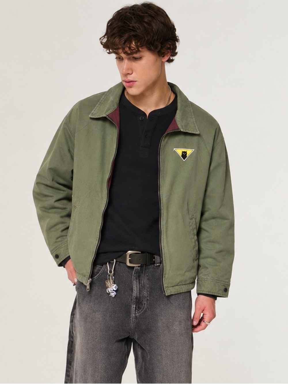 RIPNDIP Reversible Olive Green & Burgundy Bomber Jacket Skater Workwear Medium